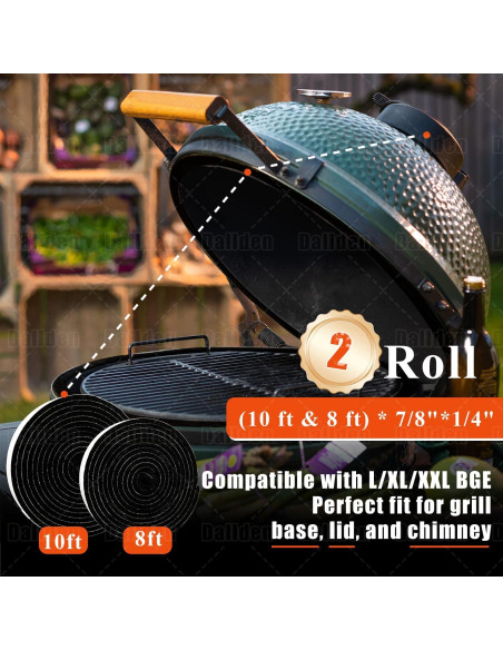 Junta Autoadhesiva Negra Dallden para Big Green Egg 2 Piezas Junta Autoadhesiva Negra Dallden para Big Green Egg 2 Piezas