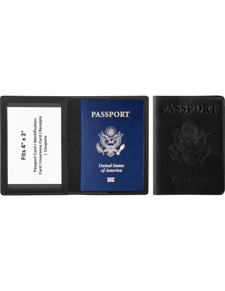 Funda de Pasaporte de Cuero PU Ciana Negra Slim Unisex Funda de Pasaporte de Cuero PU Ciana Negra Slim Unisex