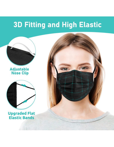 Mascarillas Desechables Negras 4 Capas Assacalynn 50PCS