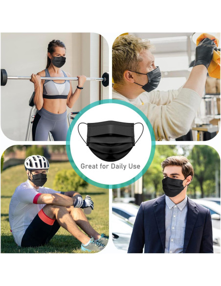 Mascarillas Desechables Negras 4 Capas Assacalynn 50PCS Mascarillas Desechables Negras 4 Capas Assacalynn 50PCS