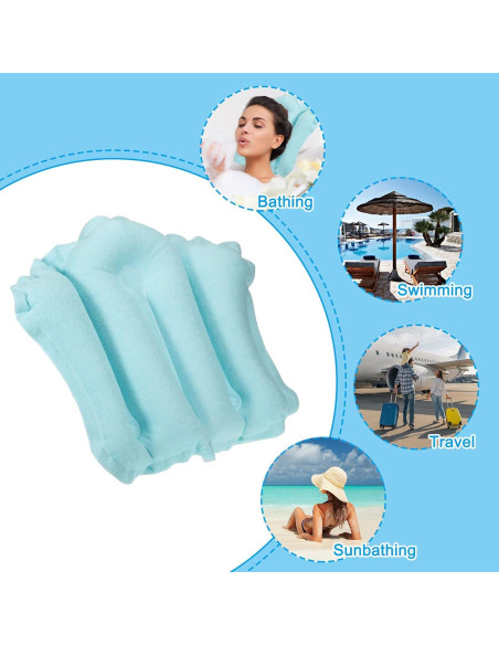 Almohada de Baño Inflable PATIKIL con Ventosas - Azul 51x38cm Almohada de Baño Inflable PATIKIL con Ventosas - Azul 51x38cm