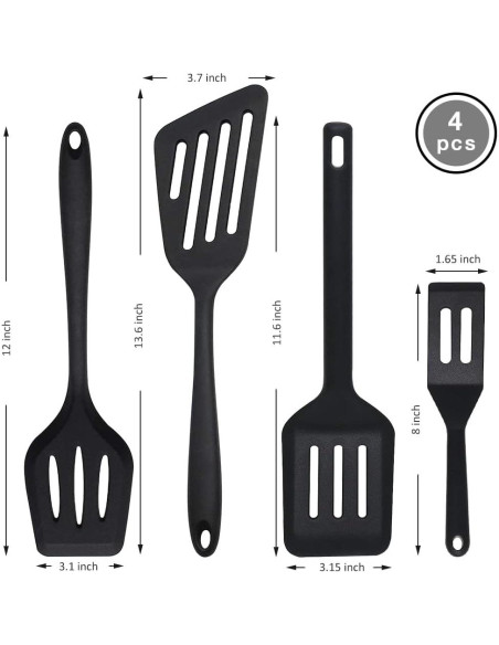 Juego de Espátulas de Silicona Pharamat - 4 Piezas, 30.5 a 34.5 cm Juego de Espátulas de Silicona Pharamat - 4 Piezas, 30.5 a 34.5 cm