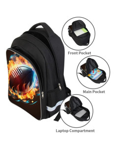 Mochila Escolar de Fútbol Americano para Niños 3D - 30.5x43.9cm 2