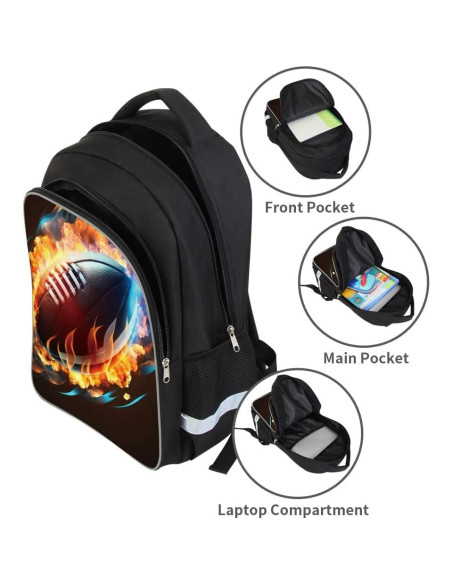 Mochila Escolar de Fútbol Americano para Niños 3D - 30.5x43.9cm Mochila Escolar de Fútbol Americano para Niños 3D - 30.5x43.9cm