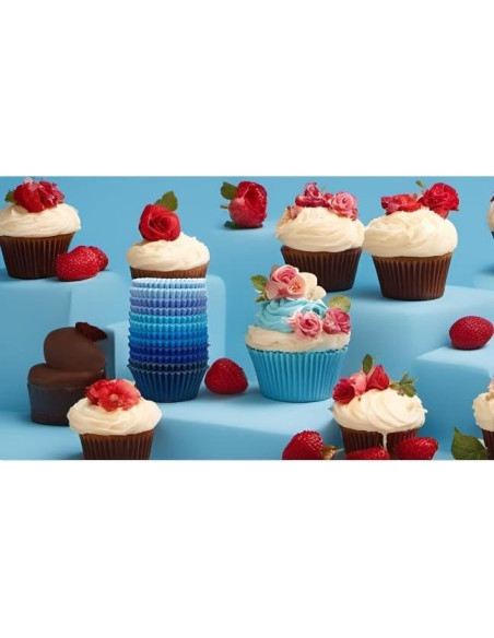 Forros para Cupcakes QIQEE Mini 300 Cuentas Azul Grado Alimenticio Forros para Cupcakes QIQEE Mini 300 Cuentas Azul Grado Alimenticio