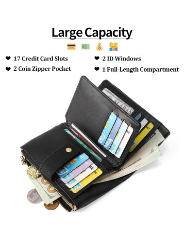 Cartera Pequeña de Cuero SENDEFN con Bloqueo RFID - Negro