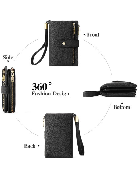 Cartera Pequeña de Cuero SENDEFN con Bloqueo RFID - Negro Cartera Pequeña de Cuero SENDEFN con Bloqueo RFID - Negro