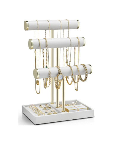 Organizador de Joyería Vlando Blanco - Soporte de Pulseras 3 Niveles
