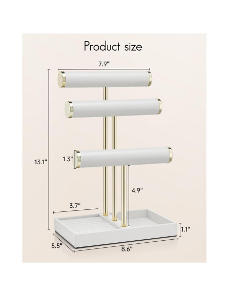 Organizador de Joyería Vlando Blanco - Soporte de Pulseras 3 Niveles Organizador de Joyería Vlando Blanco - Soporte de Pulseras 3 Niveles