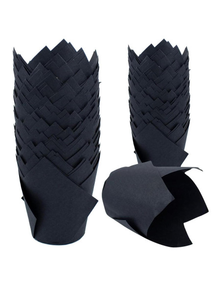 150 Forros de Papel Tulipán para Cupcakes REDANHA Negros 150 Forros de Papel Tulipán para Cupcakes REDANHA Negros