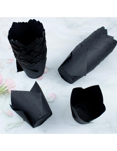 150 Forros de Papel Tulipán para Cupcakes REDANHA Negros 150 Forros de Papel Tulipán para Cupcakes REDANHA Negros