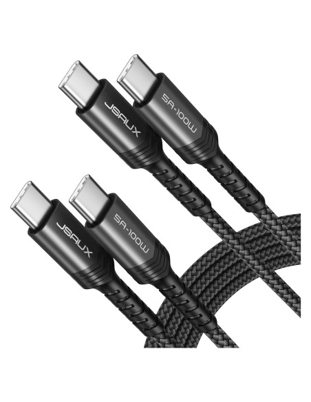 Cable USB C a USB C 100W JSAUX 2-Pack 1m Carga Rápida Cable USB C a USB C 100W JSAUX 2-Pack 1m Carga Rápida