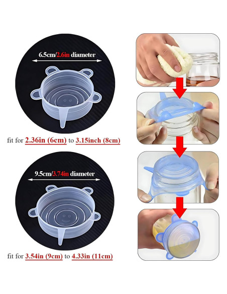 Tapas de Silicona Reutilizables Adpartner - Paquete de 10, 6-11cm Tapas de Silicona Reutilizables Adpartner - Paquete de 10, 6-11cm