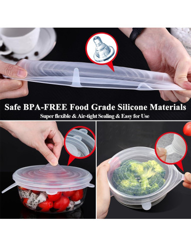 Tapas de Silicona Reutilizables Adpartner - Paquete de 10, 6-11cm