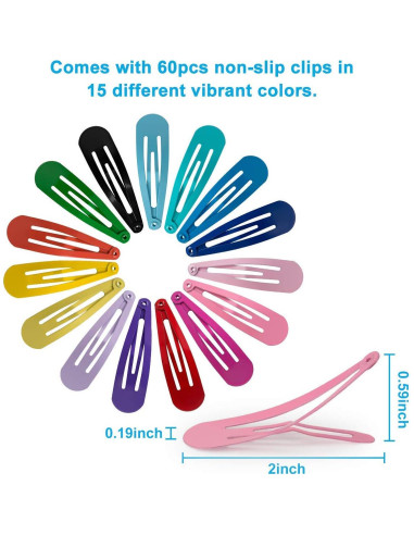 BetyBedy 60 Clips para el Cabello Antideslizantes 5 cm Multicolor