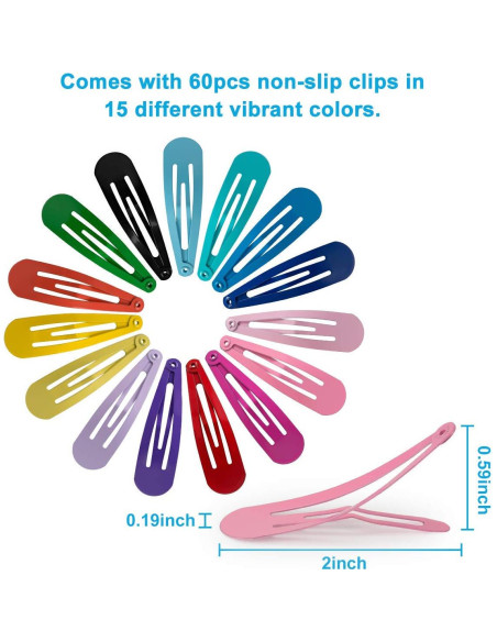 BetyBedy 60 Clips para el Cabello Antideslizantes 5 cm Multicolor BetyBedy 60 Clips para el Cabello Antideslizantes 5 cm Multicolor