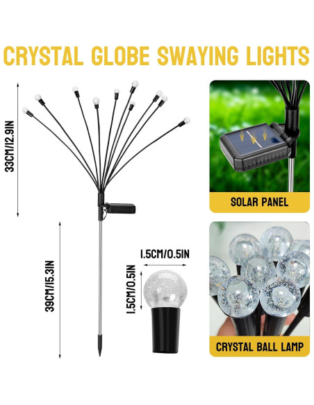 Luces de Jardín Solares Firefly, 10 Bolas LED Cálido Luces de Jardín Solares Firefly, 10 Bolas LED Cálido