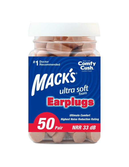 Tapones para oídos Mack's 50 pares espuma 33dB NRR cómodos Tapones para oídos Mack's 50 pares espuma 33dB NRR cómodos
