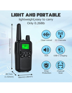 Walkie Talkies Recargables UMUSOZI T8 Negro 2 Unidades 2