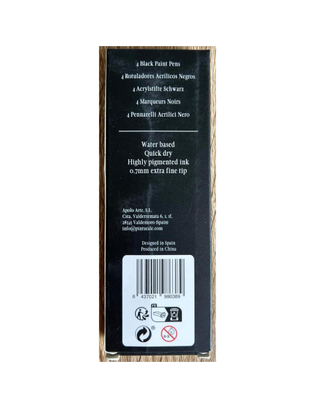 Set de 4 Marcadores de Pintura Acrílica Negra Punta Fina 0.7mm Set de 4 Marcadores de Pintura Acrílica Negra Punta Fina 0.7mm