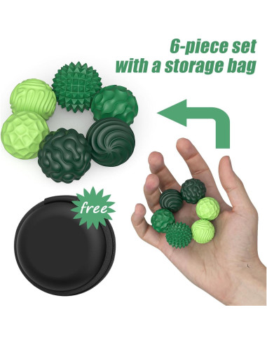 Bolas Magnéticas Antiestrés FZChenrry - Juguete Sensorial Verde 6 Piezas