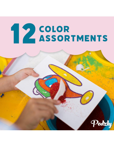 Arena de Jugar Colorida Podzly 12 Colores 622g - Manualidades