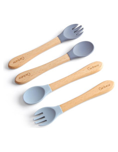 Juego de Cucharas y Tenedores de Silicona Ginbear para Bebés 12-18 meses