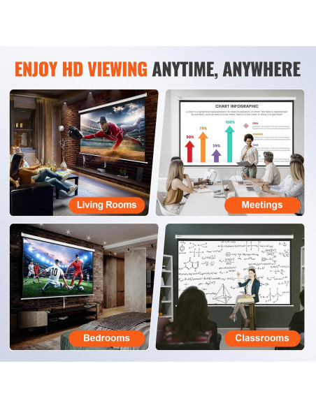 Pantalla de Proyector Manual VEVOR 100" 16:9 4K HD PVC Pantalla de Proyector Manual VEVOR 100" 16:9 4K HD PVC