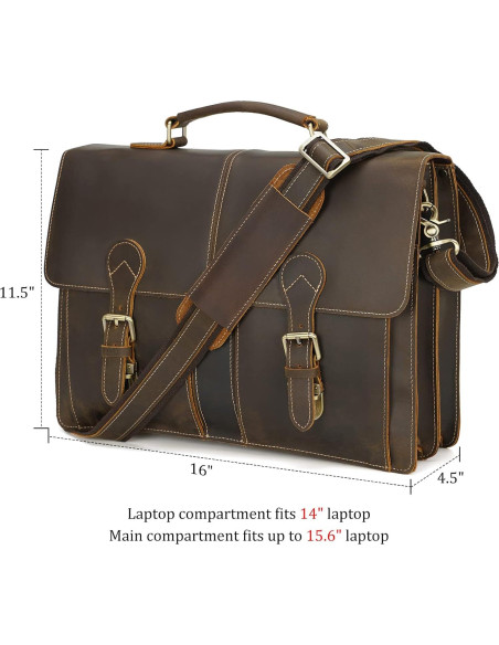 Bolso Mensajero de Cuero Polare 40.6x11.4x29.2cm para Laptop Bolso Mensajero de Cuero Polare 40.6x11.4x29.2cm para Laptop