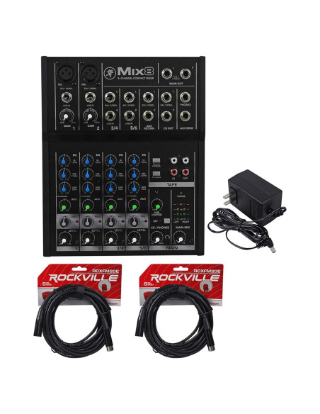 Mezclador Compacto Mackie Mix8 de 8 Canales + Cable XLR 6.1m Mezclador Compacto Mackie Mix8 de 8 Canales + Cable XLR 6.1m