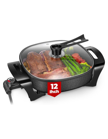 Sartén Eléctrica Antiadherente FOHERE 30 cm 1360W con Tapa Sartén Eléctrica Antiadherente FOHERE 30 cm 1360W con Tapa