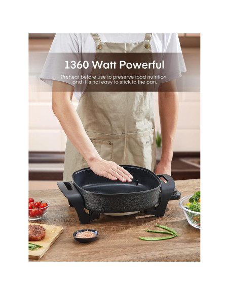 Sartén Eléctrica Antiadherente FOHERE 30 cm 1360W con Tapa Sartén Eléctrica Antiadherente FOHERE 30 cm 1360W con Tapa