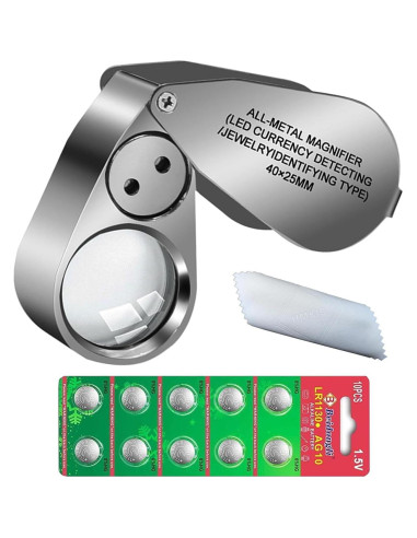 Lupa de Joyero 40X HMKIS con Luz LED y Baterías Incluidas
