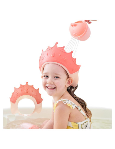 Gorro de Ducha FUSACONY para Niños Rosa, Protección Ojos y Oídos
