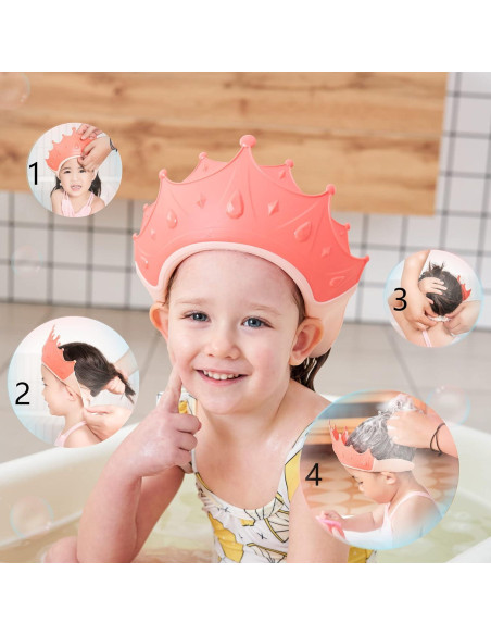 Gorro de Ducha FUSACONY para Niños Rosa, Protección Ojos y Oídos Gorro de Ducha FUSACONY para Niños Rosa, Protección Ojos y Oídos