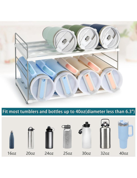 Organizador de Botellas de Agua JUPELI 2 Niveles Ajustable Blanco Organizador de Botellas de Agua JUPELI 2 Niveles Ajustable Blanco