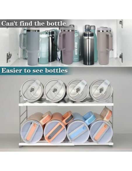 Organizador de Botellas de Agua JUPELI 2 Niveles Ajustable Blanco Organizador de Botellas de Agua JUPELI 2 Niveles Ajustable Blanco