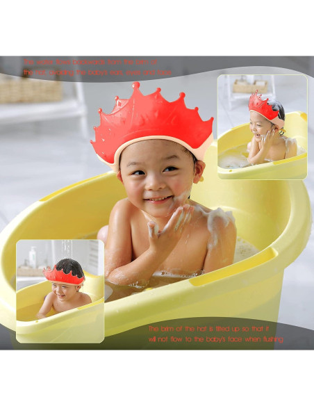 Gorro de Ducha FUSACONY para Niños Rosa, Protección Ojos y Oídos Gorro de Ducha FUSACONY para Niños Rosa, Protección Ojos y Oídos
