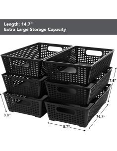 Cestas de Almacenamiento Apilables Tiawudi 6 Piezas 37.3x22.1x9.7cm 2