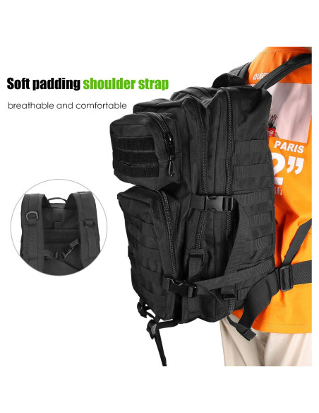 Mochila Táctica ProCase 40L Negra para Exterior y Supervivencia Mochila Táctica ProCase 40L Negra para Exterior y Supervivencia