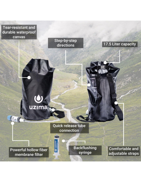 Sistema de Mochila UZ-BP - Filtro de Agua 17.5L Portátil Sistema de Mochila UZ-BP - Filtro de Agua 17.5L Portátil