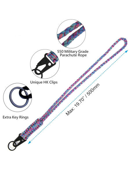 Llavero de Paracord LAREDTREE Azul Púrpura 50cm Resistente Llavero de Paracord LAREDTREE Azul Púrpura 50cm Resistente
