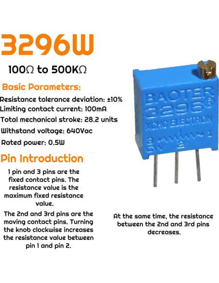 Kit de 60 Potenciómetros Multivuelta VIBICCK 100-500K Ohm Kit de 60 Potenciómetros Multivuelta VIBICCK 100-500K Ohm