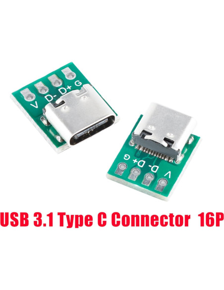 20 Conectores Femeninos USB Tipo C 3.1 Cermant PCB 16 Pines 20 Conectores Femeninos USB Tipo C 3.1 Cermant PCB 16 Pines