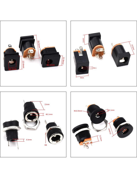 Kit de Conectores Jack de Poder DC 5.5x2.1mm Tcenofoxy 8 Tipos Kit de Conectores Jack de Poder DC 5.5x2.1mm Tcenofoxy 8 Tipos