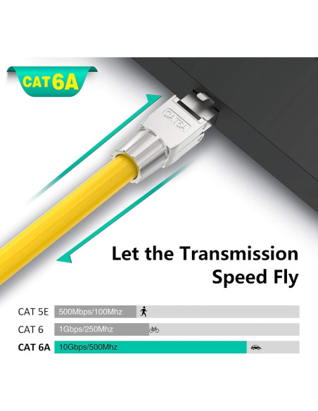 Conectores RJ45 Cat6A VCELINK Blindados Sin Herramientas - Paquete de 4 Conectores RJ45 Cat6A VCELINK Blindados Sin Herramientas - Paquete de 4