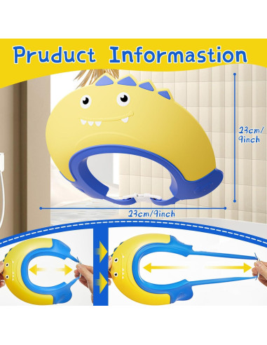 Gorro de Ducha Amarillo para Bebés Ajustable 1-9 Años