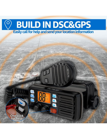 Radio VHF Marina Retevis RM20 con GPS y DSC IP67 1.3kg Radio VHF Marina Retevis RM20 con GPS y DSC IP67 1.3kg