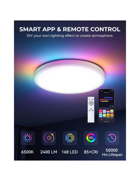 Luz de Techo LED Empotrada 30 cm SUNLINKCO RGB+IC 2400LM Luz de Techo LED Empotrada 30 cm SUNLINKCO RGB+IC 2400LM