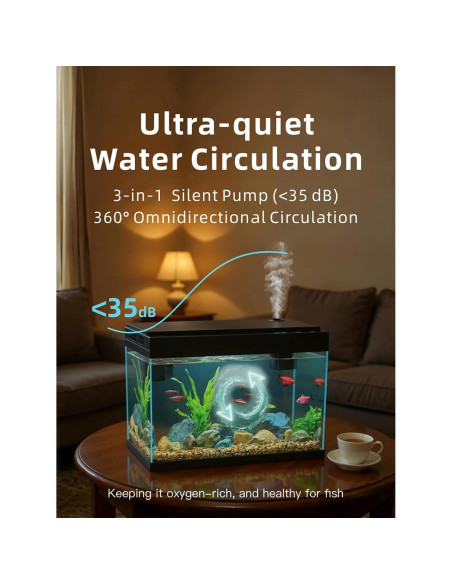 Acuario Inteligente BarkBuddy 9.5 L con Humidificador y Luz Acuario Inteligente BarkBuddy 9.5 L con Humidificador y Luz